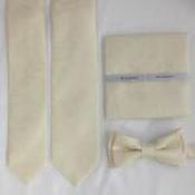 Mens Polyester Tie - Paisley Pattern Ivory - Bow Tie Only image