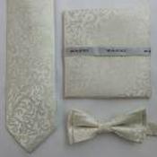 Mens Polyester Tie - Floral Pattern Ivory - Pocket Square Only image