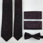 Mens Polyester Tie - Floral Pattern Wine - Pocket Square Only image