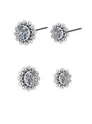 Beaded Flower Gem Push-in Stud Earring, Titanium image