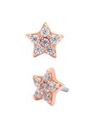 Pave Star Push-In Stud Earring, 14k Rose Gold image