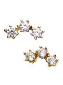 3-Gem Cluster Push-In Stud Earring, 14k Rose Gold image