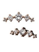 5-Gem Cluster Prium Threaded Stud Earring, 14k Rose Gold image