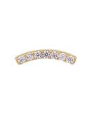 7-Gem Pave Curve Threaded Stud Earring, 14k Yellow Gold image