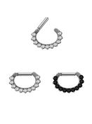 11-Gem Daith Clicker Earring, Titanium, Oval, Straight Bar image