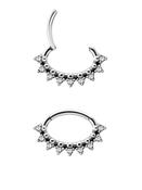 11-Gem Spiked Daith Clicker Earring, Steel, 8mm Oval image
