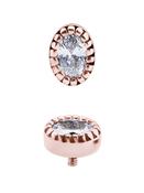 Millgrain Oval Gem Threaded Stud Earring, 18k Rose Gold image