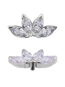 4-Marquise Fan Threaded Stud Earring, 18k White Gold