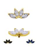 4-Marquise Fan Threaded Stud Earring, Mini, 18k Yellow Gold image