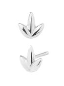 3-Petal Lotus Push-In Stud Earring, 14k White Gold