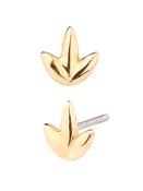 3-Petal Lotus Push-In Stud Earring, 14k Yellow Gold
