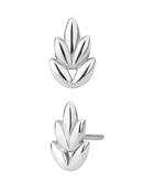5-Petal Leaf Push-In Stud Earring, 14k White Gold image