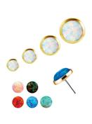 Created Opal Push-In Stud Earring, 18k Yellow Gold (Size: 5.0mm) image