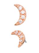 4-Gem Pave Moon Push-In Stud Earring, 14k Rose Gold image