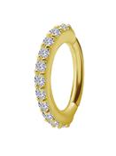 Micro Pave Ring Rook Clicker Hoop, Oval, 18k Yellow Gold image
