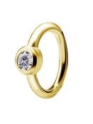 Bezel Gem Rook Clicker Hoop, Oval, 18k Yellow Gold image