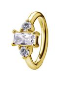 Baguette Gem Rook Clicker Hoop, Oval, 18k Yellow Gold image