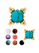 Anatometal Zia Push-In Stud Earring, 18k Yellow Gold (Size: 3.0mm, Gemstone Colour: TE) image