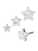 Hammered Star Push-In Stud Earring, 14k White Gold (Size: 3.0mm) image