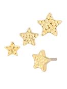 Hammered Star Push-In Stud Earring, 14k Yellow Gold (Size: 3.0mm) image