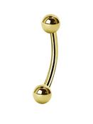 Gold Curved Barbell, Banana Bar, 18k Yellow Gold (Ball Ends: 3.0mm) image