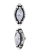 Millgrained Marquise Threaded Stud Earring, Steel image