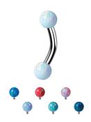 Curved Barbell with Created Opals, Banana Bar, Titanium image