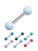 Nipple Barbell with Created Opals, Titanium (Size: 5.0mm) image