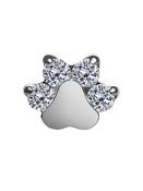 CZ Paw Print Push-In Stud Earring, Titanium image