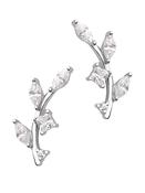 Pave Olive Branch Threaded Stud Earring, 14k White Gold image