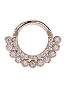 Millgrain Double Row Pave Daith Clicker Earring, 14k Rose Gold, 8-9mm (Ring Internal Diameter: 9mm)