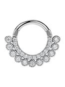 Millgrain Double Row Pave Daith Clicker Earring, 14k White Gold, 8-9mm (Ring Internal Diameter: 8mm) image