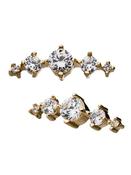 5-Gem Cluster Prium Threaded Stud Earring, 14k Yellow Gold image