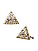 Pave Triangle Push-In Stud Earring, 14k Yellow Gold image