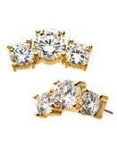 3-Gem Cluster Push-In Stud Earring, Large, 14k Yellow Gold image