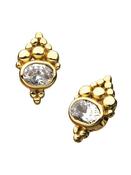 Beaded Gem Push-In Stud Earring, 14k Yellow Gold image