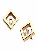 Diamond Shape Push-In Stud Earring, 14k Rose Gold image
