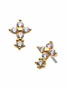 Pave Cross Push-In Stud Earring, 14k Yellow Gold image