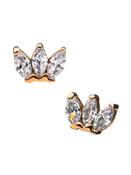 3-Marquise Fan Push-In Stud Earring, Mini, 14k Rose Gold image