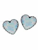 Anatometal Created Opal Heart Threaded Stud Earring, 18k White Gold image