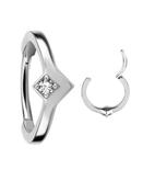 Gem Tiara Clicker Earring, Conch Ring, Steel