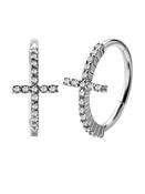 Cross Eternity Clicker Earring, Conch Ring, Steel image