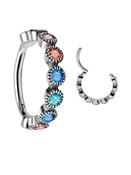 Rainbow Bezel Set Clicker Earring, Conch Ring, Steel image
