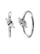 Single Marquise Clicker Earring, Angled, Conch Ring, Steel image
