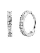 Square CZ Eternity Clicker Earring, Conch Ring, Steel image