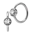 Bezel Set CZ Clicker Earring, Conch Ring, Steel image