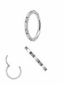 6 Gem Eternity Clicker Earring, Steel image