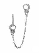 Pave Handcuff Charms with Chains for Clicker Hoop, Steel image