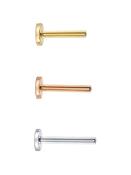 BVLA Push-In Labret Bar, 14k Solid Gold (Labret Bar Gauge (Thickness): 18ga (1.0mm)) image