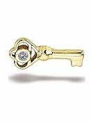 BodyGems Skeleton Key Push-In Stud Earring, 14k Yellow Gold image